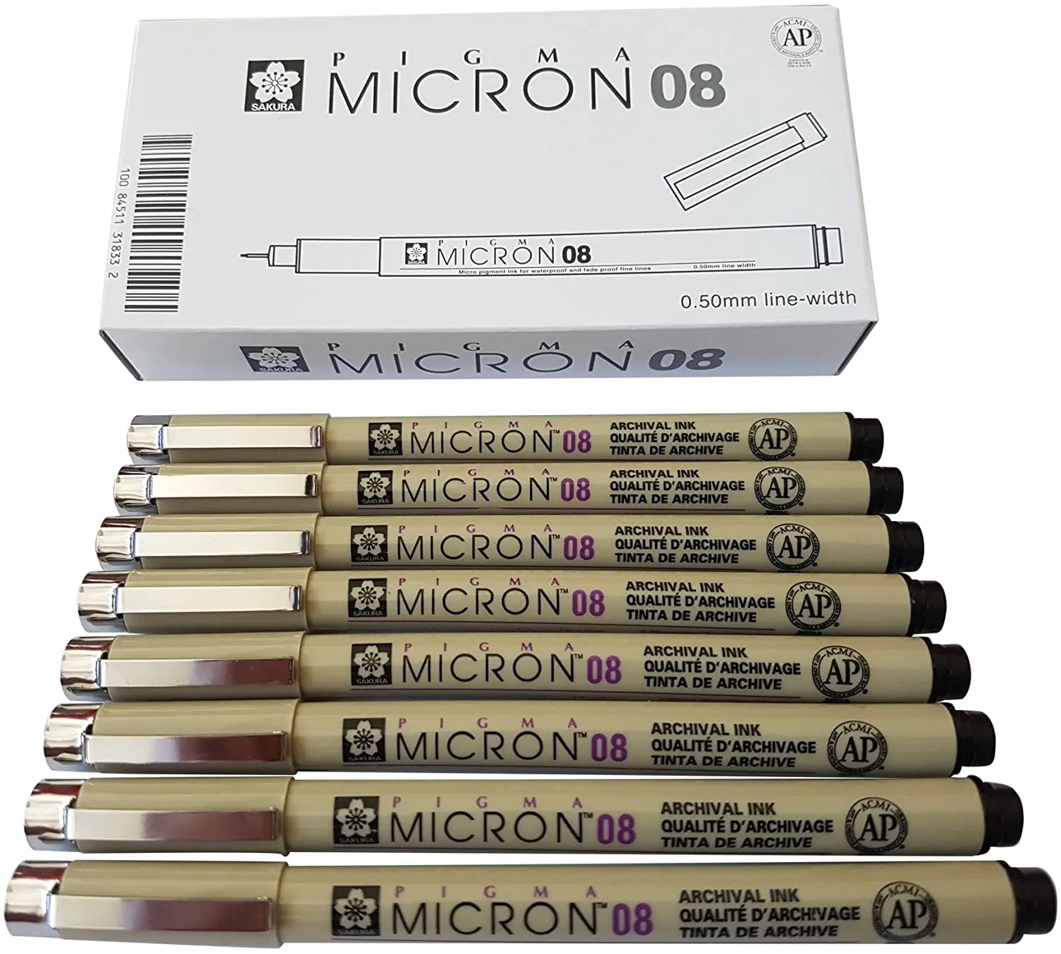 Sakura Micron pen Black ink marker felt tip pen, Archival pigment ink, fine point for artist drawing pens