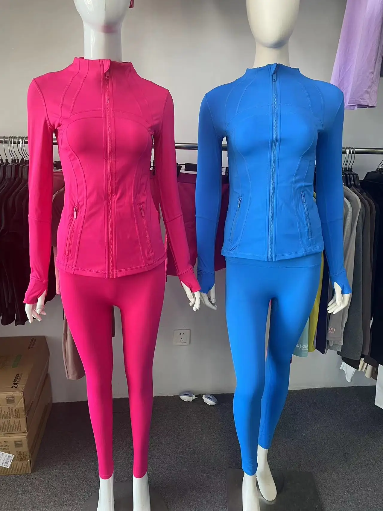 2024 new style high quality Workout Gym Tracksuits Long Sleeve Zipper Jacket With Leggings Women 2 Piece Jacket Set