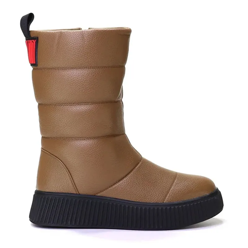 Anti-slip waterproof snow boots ladies winter shoes leather boots