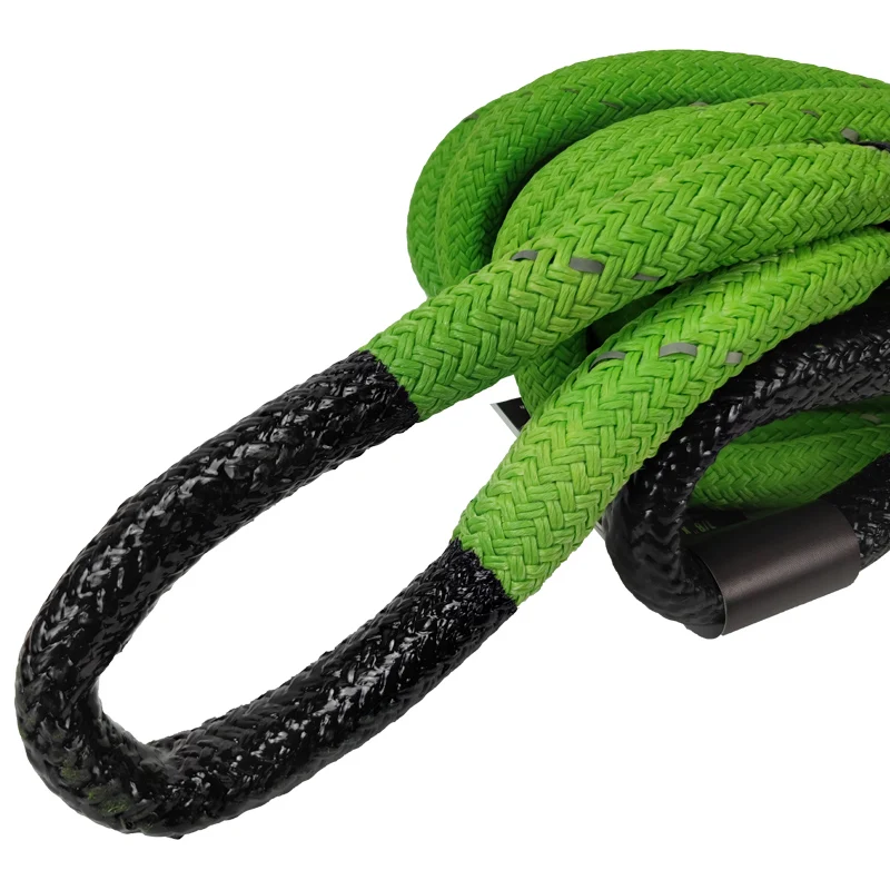 25mm 9m Reflective Kinetic Recovery Tow Rope Heavy Duty Nylon Double Braided with Soft Shackle