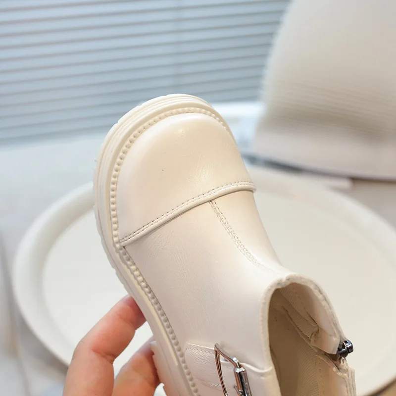 Children white boots baby girls trendy CHELSEA boots shoes 2024 autumn new hot selling soft sole fashion ankle boots kids