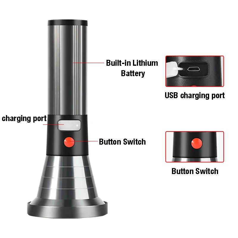 High Power Portable Rechargeable 3.7V charged with USB cable flash light Outdoor Camping Emergency Torch Light led flashlight