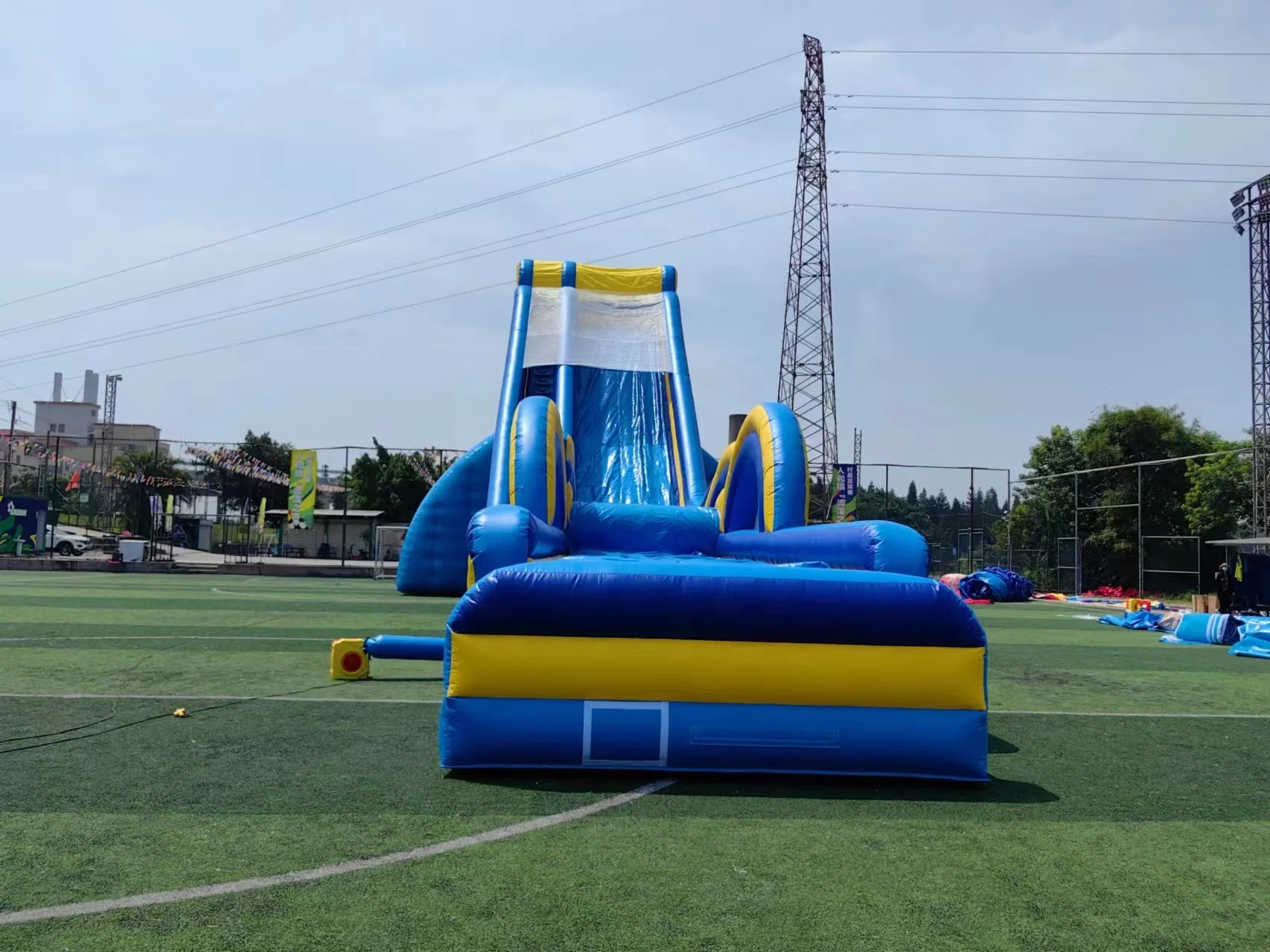 2024 Sling Shot Slide Wet/dry 23m long Inflatable Slingshot Slide Inflatables Bounce house Games Amusement Party Rentals