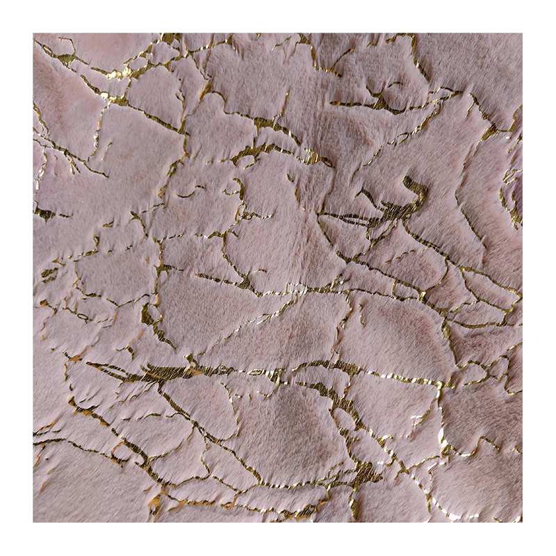 Luxury Fabric With Design Bronzing Short Pile Faux Rabbit Fur Fabric For Carpets