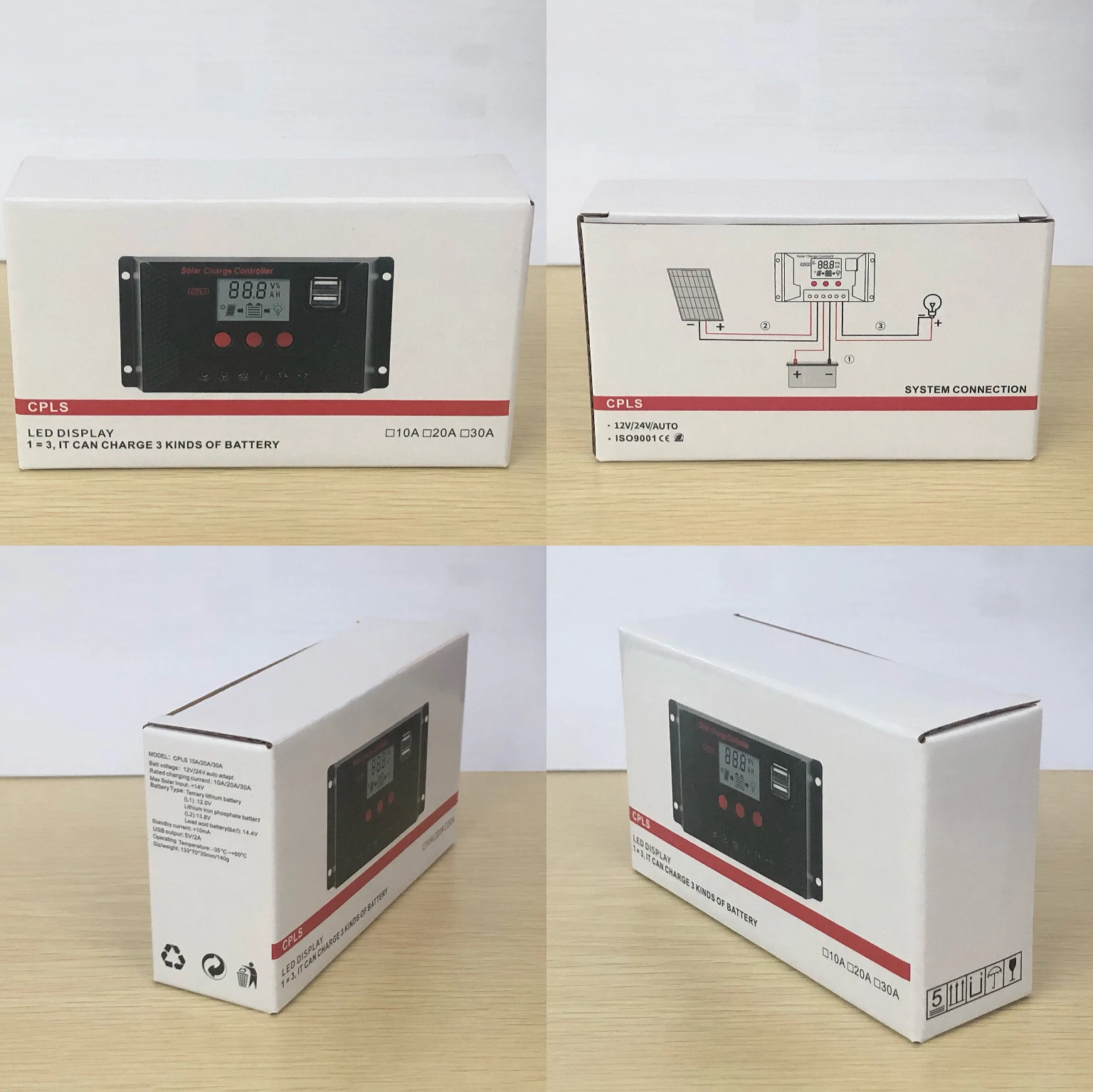 CPLS PWM Solar Charge Controller 12V/24V Solar Panel Battery Controller Regulator Charging Controller With Dual USB LCD Display