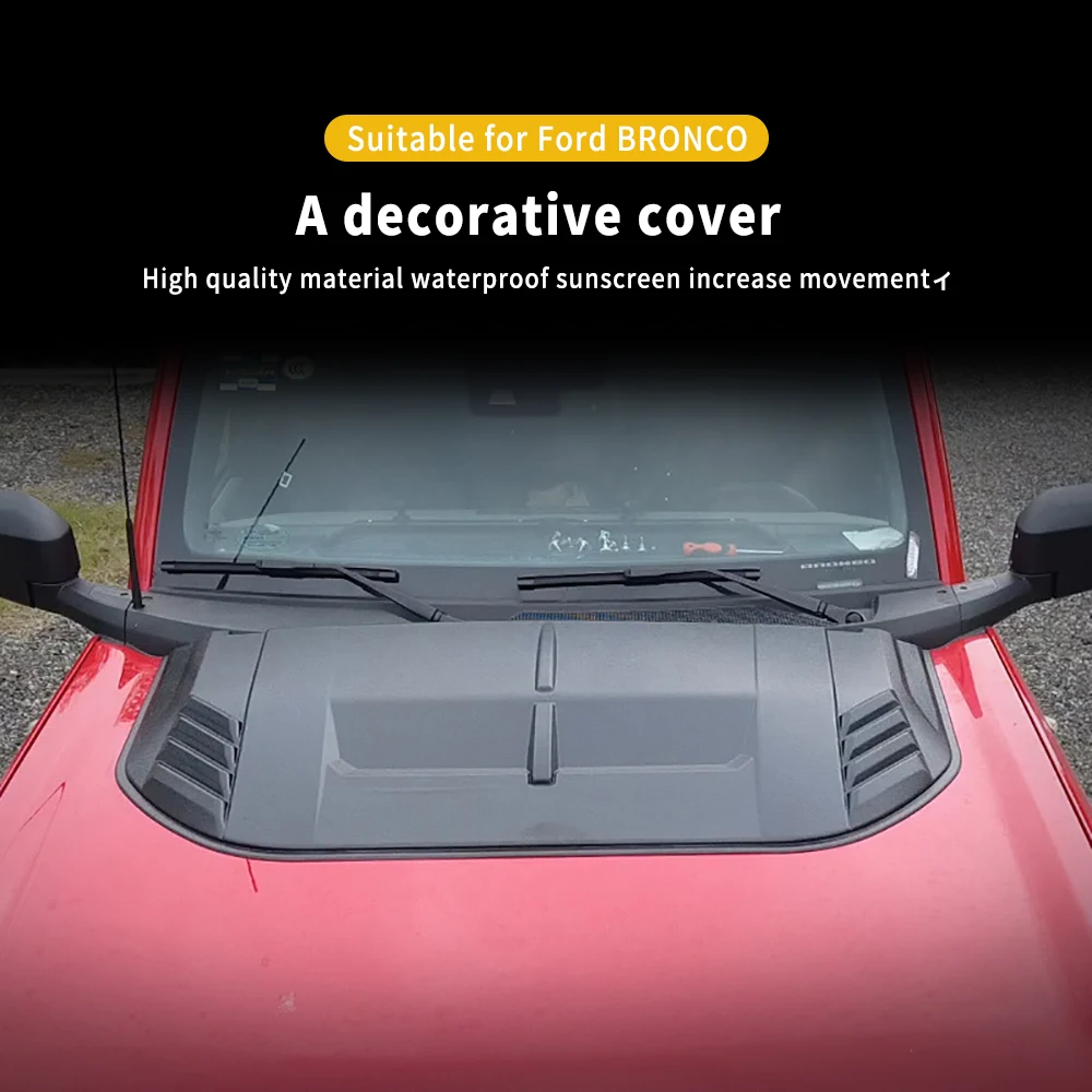 Racer Black Automotive Hood Scoops for bronco Front Decorative Air Vents with Aero Dynamic Air Flow Exterior Intake Cover