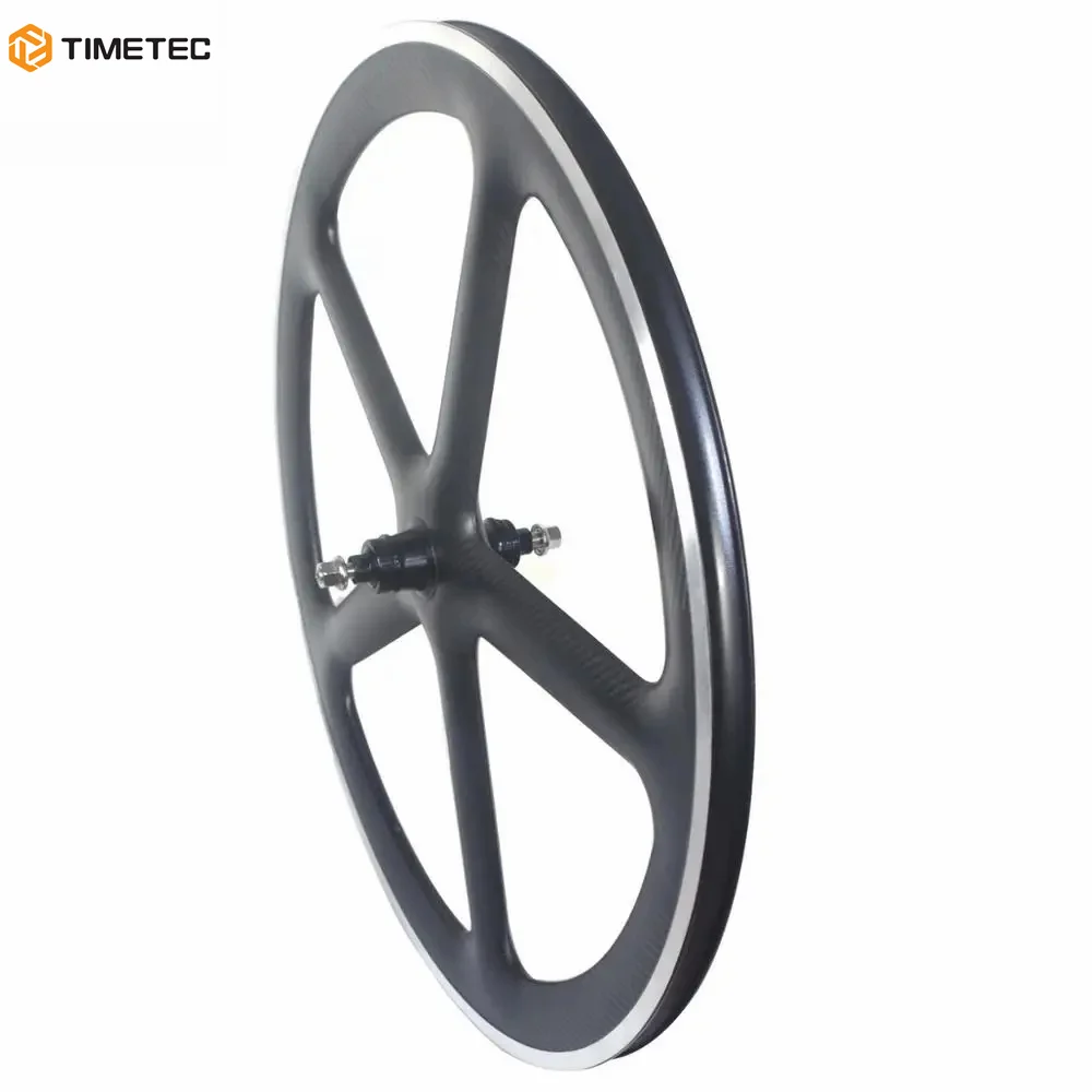 5 Spoke Fixed Gear Track Bike Carbon Wheels Alloy Brake Surface 50mmProfile 23mm Width Single Speed Bicycle Wheel