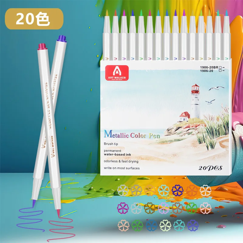 Metallic Acrylic Marker Soft-Tip Marker 12/15/20/30 Color Hand-Painted Graffiti Pen For Student