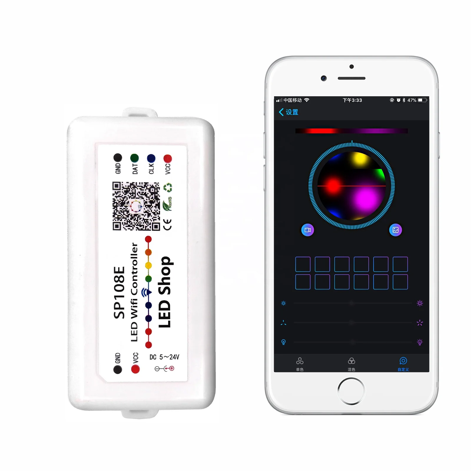 Светодиодный контроллер Wi-Fi, управление через приложение, постоянный ток 5 В ~ 24 В SP108E для SK6812 WS2812 WS2813 WS2815 AL2815, цифровая Адресуемая Светодиодная лента RGB