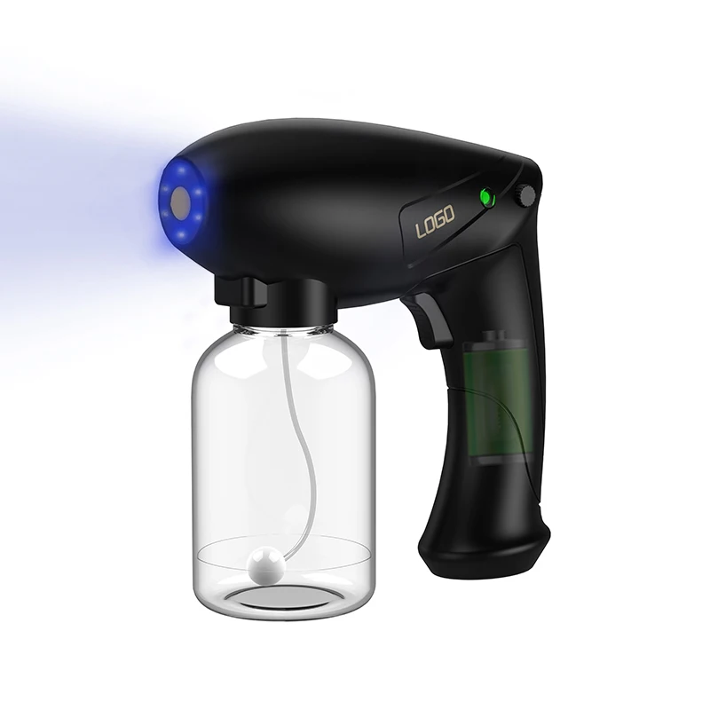 Black Color In Stock 10W Portable Disinfection Blue Ray  Cordless  Electric Atomizer Handheld Steam Sterilization Nano Spray Gun