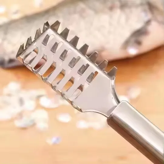 Stainless Steel Fish Scale Scraper & Remover Fast Cleaning Home Tool for Seafood Metal Brush Knife
