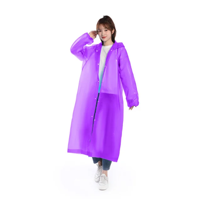 EVA Women Long Rain Coat With Hat Ladies Waterproof Adults Cheap Raincoat
