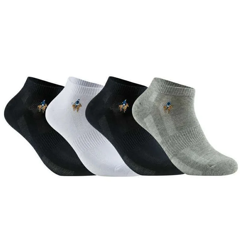 PIERPOLO combed cotton men short polo socks classic 3 colors white grey black mens solid color sock