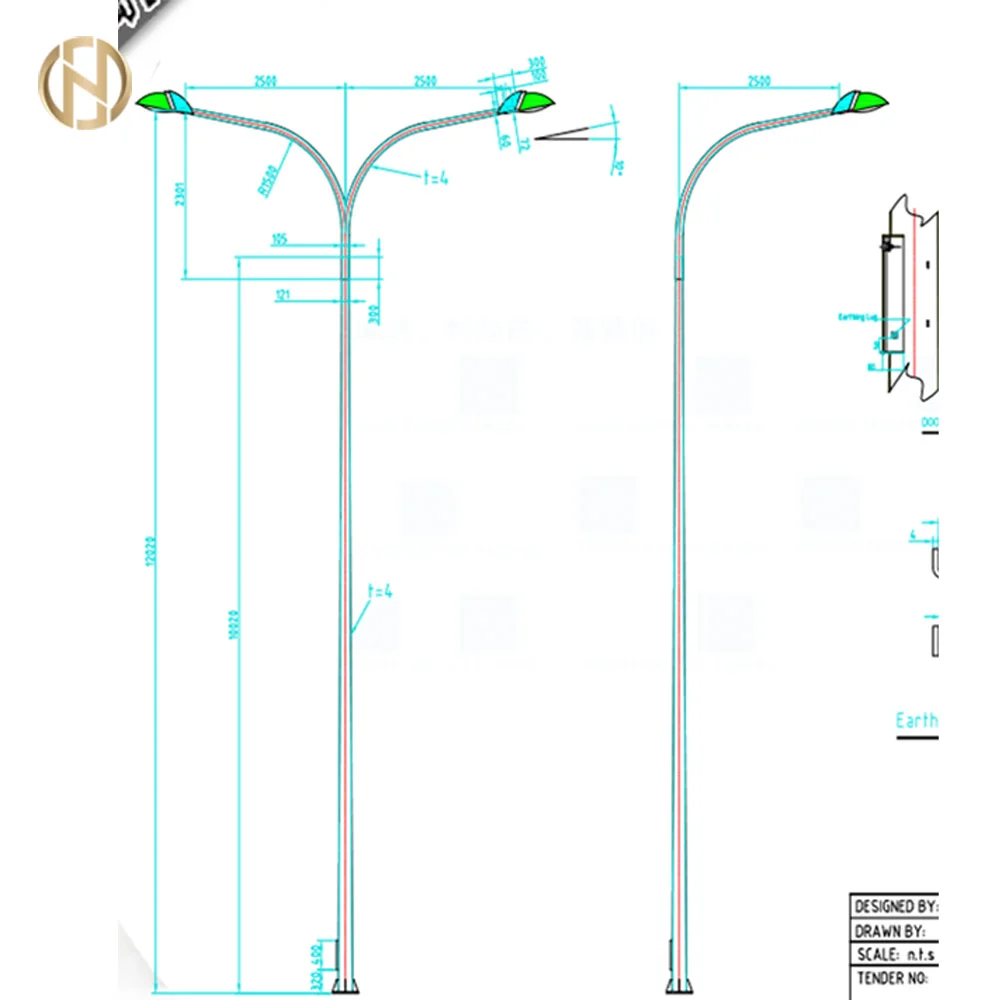 FT02 - Street Lighting Pole (Double Arm Configuration)