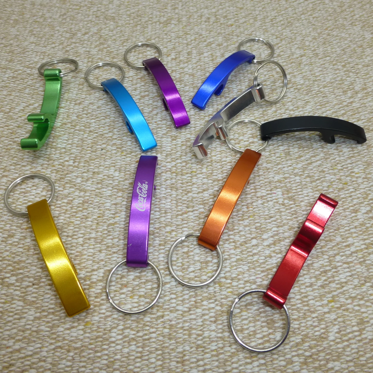 Bottle Opener Keychain Promotional Aluminium Alloy Bottle Opener Key Ring Aluminum Arc Design Accepted Pantone Color 2 PCS 8.5g