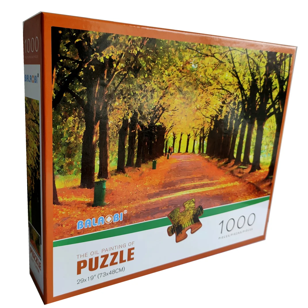 Jigsaw Puzzle 1000Pcs And 500Pcs Adult Autumn Scenery Yellow Forest Avenue Landscape Picture Mosaic Adult Children Puzzle