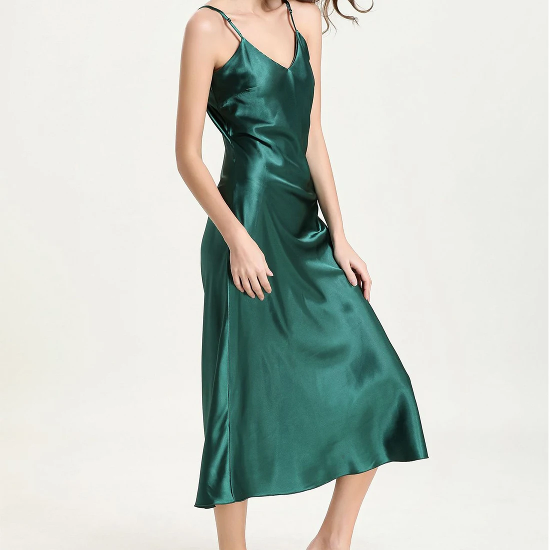 Wholesale Nightgowns Long Night Skirt Pink Silk Satin Sexy Night Dresses for Woman