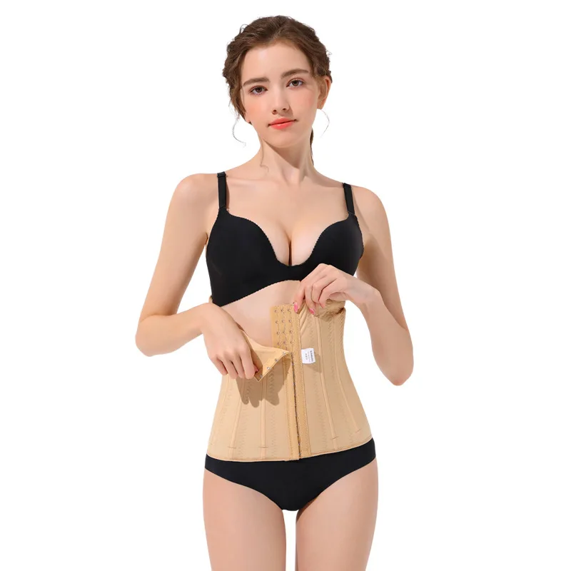 Post Surgery Double Layers 9 Pcs Steel Bones Firm Strong Compression Post Partum Tummy Control Shaping Waist Trainer Shapers