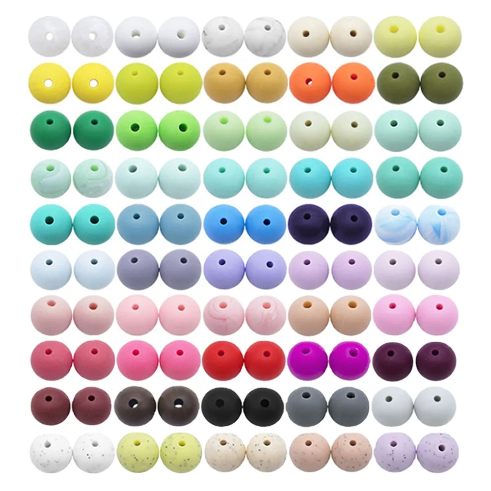 9mm/12mm/15mm/20mm BPA free Round Shape Soft Chew Beads Silicone baby Teething Beads jewelry making