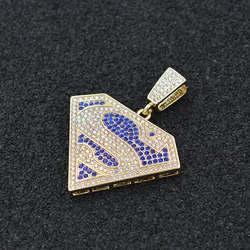 Diamond Jewelry Custom Design Superman Pendant 18k Gold Plated Jewelry