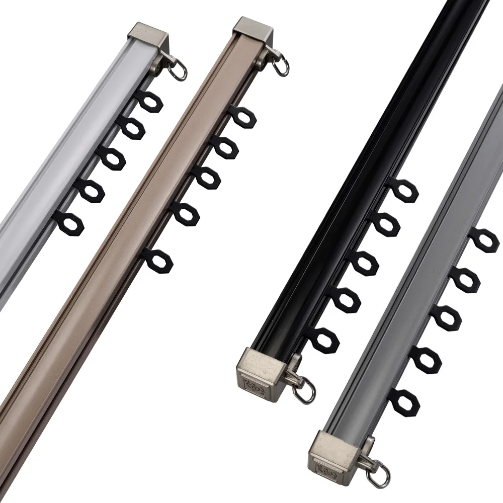 ceiling mounted heavy duty fold aluminum curtain rails system for sliding windows in