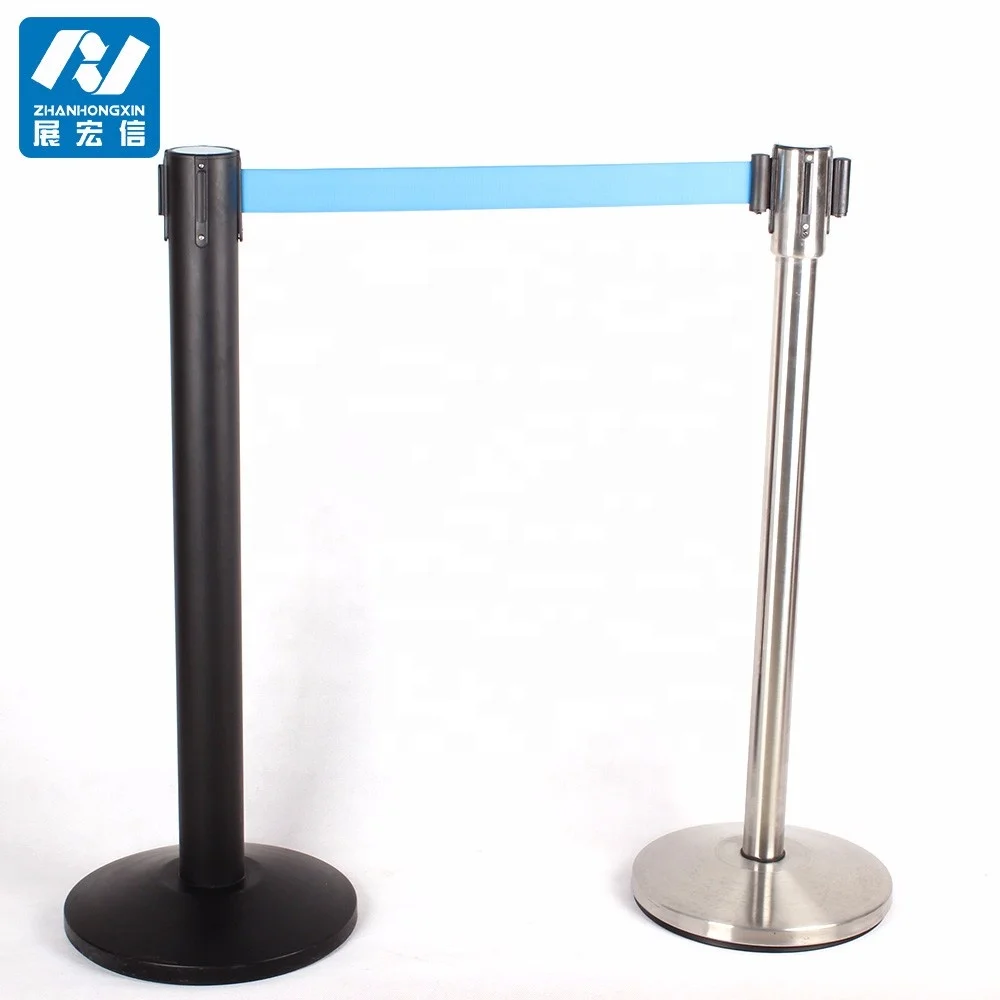 Queue Pole Stand Barricade with Logo Printed Ribbon