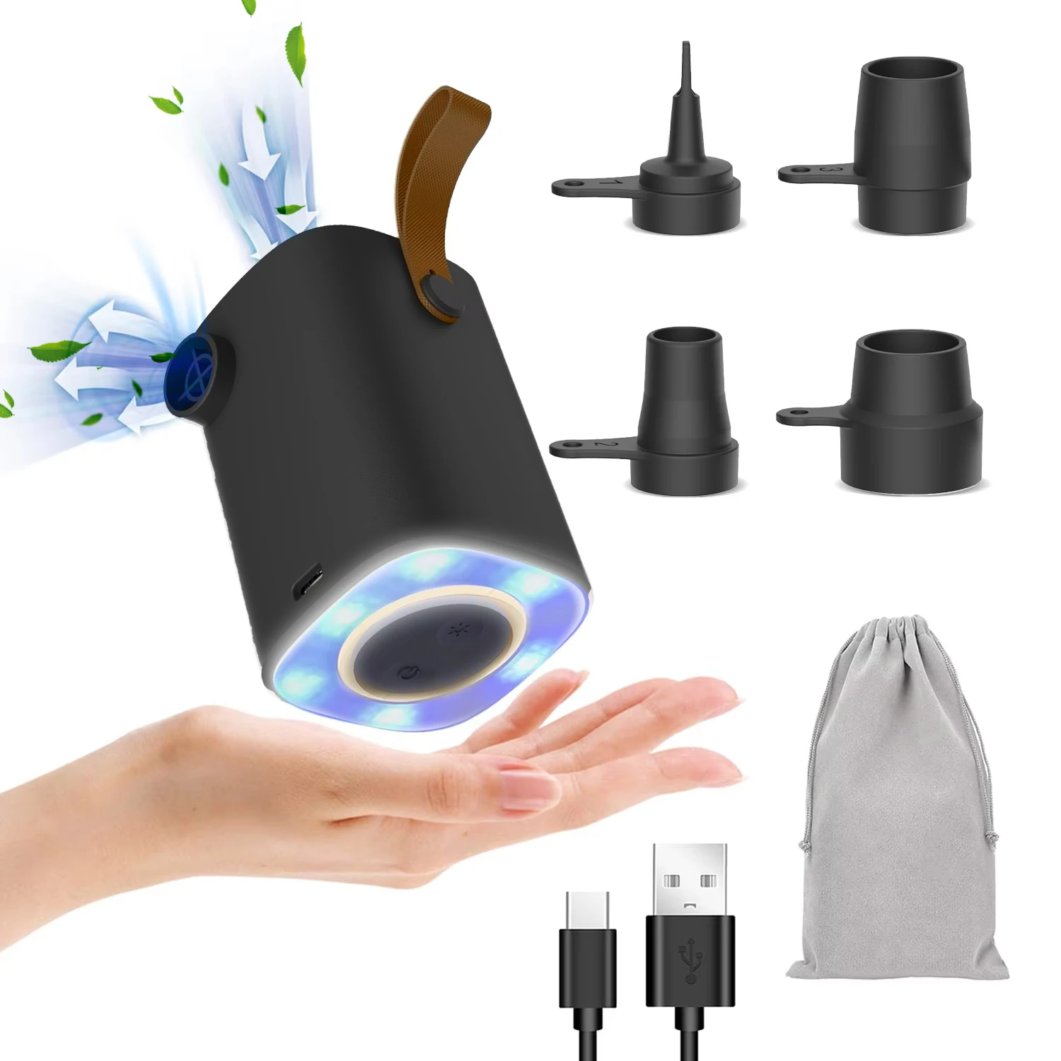 Портативный воздушный насос с аккумулятором 3600 мАч USB Перезаряжаемый мини-воздушный для лагеря быстрое надувание дефляция игрушки бассейна плавки плавания