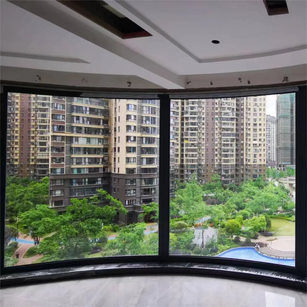 Seamless Welding Curved Window for  Bedroom ,Top Quality Sliding Curved Corner Window With Arc Glass