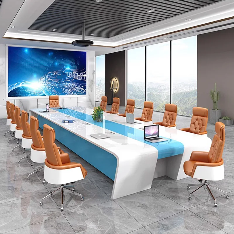 Fashion piano paint U-shaped conference table office furniture simple multimedia O-shaped meeting table