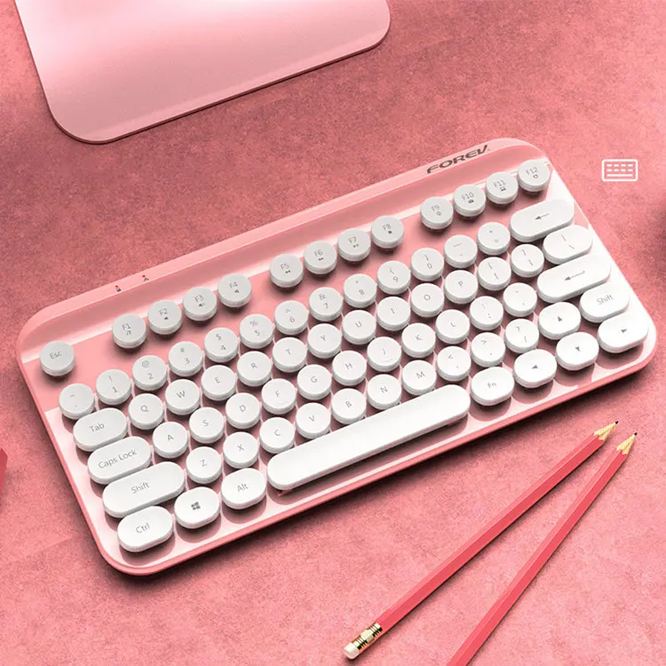 Portable 88 Keys Mini Keyboard Round Keycaps Portable 2.4g Wireless Keyboard For Office Laptop PC