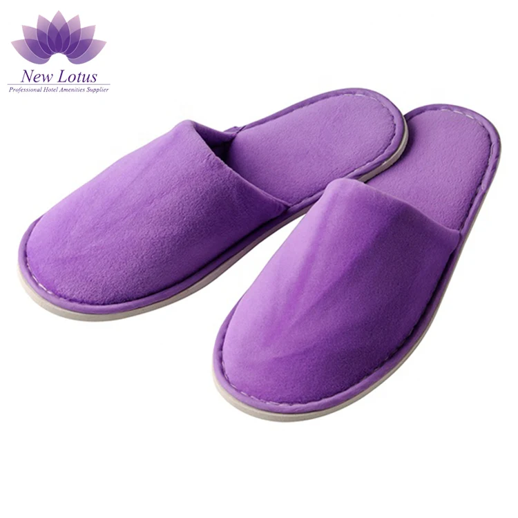 Custom Logo Luxury Coral Velour Brown Disposable Hotel Slipper Wholesale