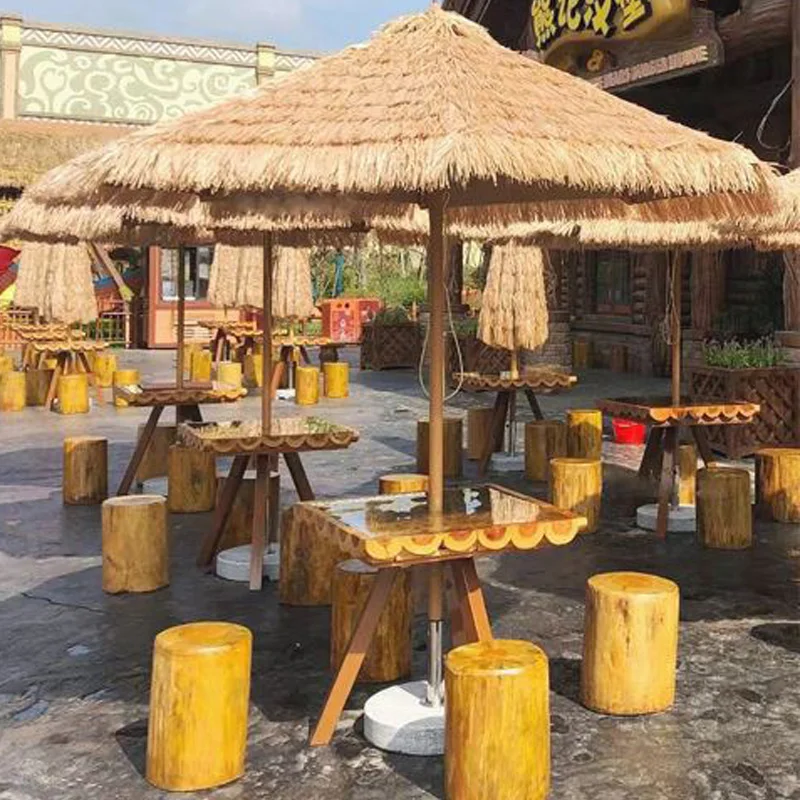 Outdoor thatched umbrella courtyard leisure parasol beach umbrella farmhouse straw Southeast Asian sun umbrella