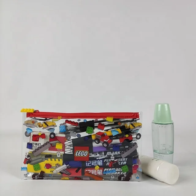 Прозрачная сумка для хранения портативная путешествий косметичка с УФ-принтом ПВХ игрушек Lego на заказ