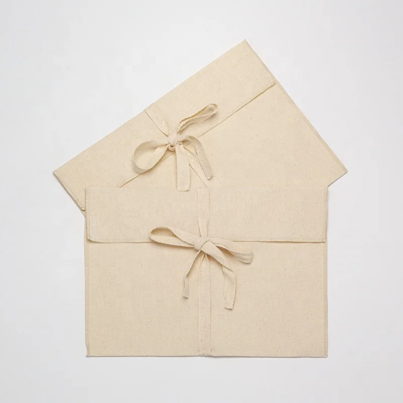 Wholesale Custom Recyclable Cotton Envelop Flap Bag Dust Bag Clothes Packaging Envelope Bags