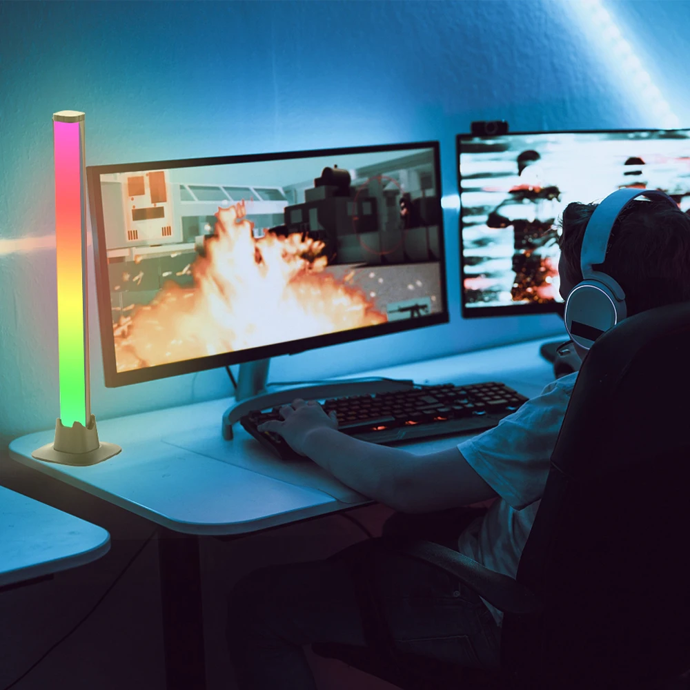 RGBIC Smart LED Light Bar Modern White PC Body Ambient Gaming Table Lamp Music Rhythm Dimmer App Control TV Ambiet Backlights