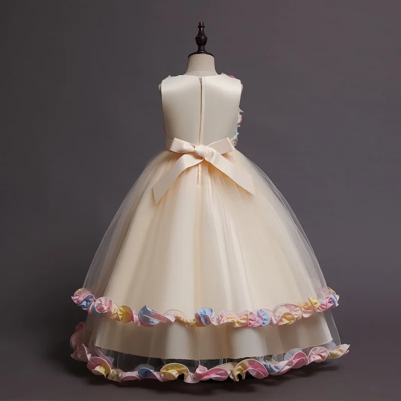 Elegant Princess Girl Christmas Party Dress Girl Tulle Flower Princess Party Maxi Ball Gowns XR001