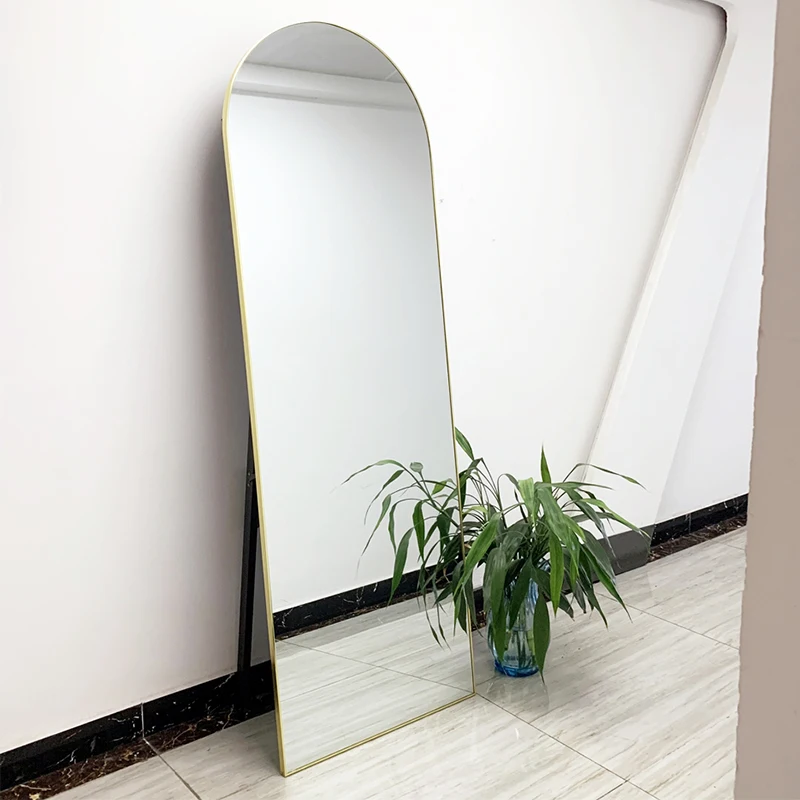 Gold Black Metal Frame Arch Mirror Full Length Espejo Spiegel Home Decor Stand Mirror Long Dressing Floor Mirror For Living Room