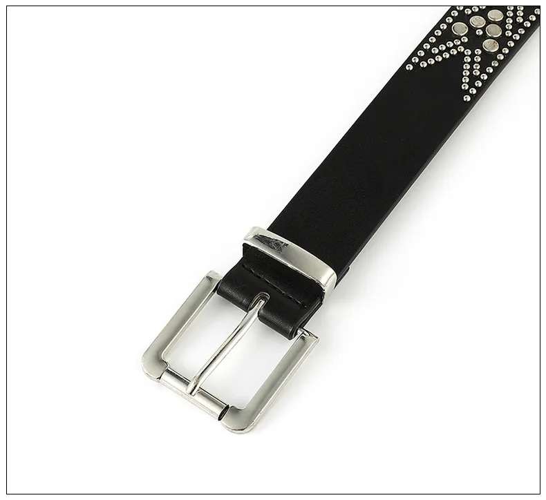 Wholesale Punk Rock Pyramid Riveted Fashion Square PU Leather Belt with Prong Buckle Personalized Design