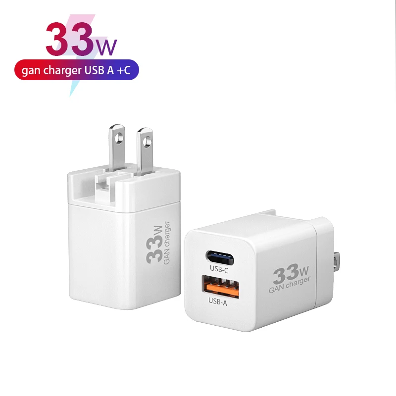 2 Ports  Laptop USB C PD Charger Adapter 33W  Gan Charger for MacBook