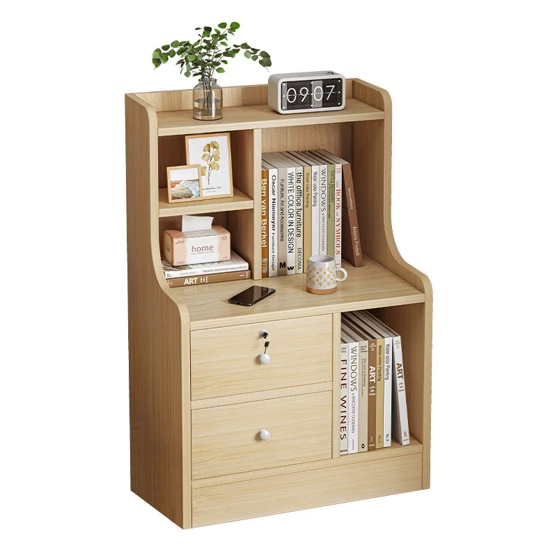 Multifunctional Bedroom Storage Rack Wooden Bedside Table with Storage Drawers Side End Locker Decoration Nightstand