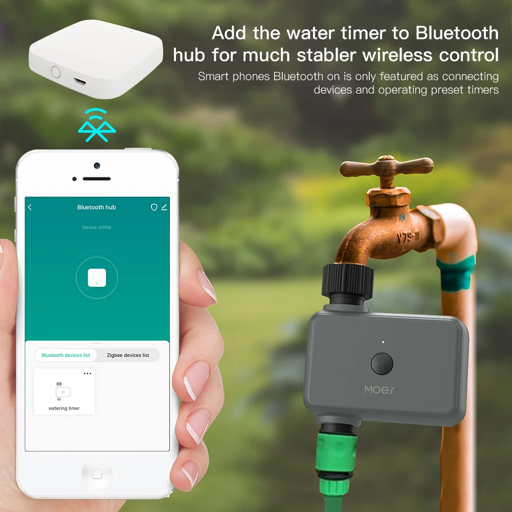 Smart Bluetooth Sprinkler Water Timer with Rain Delay Filter Washer Programmable Irrigation Timer with Automatic & Manual Water