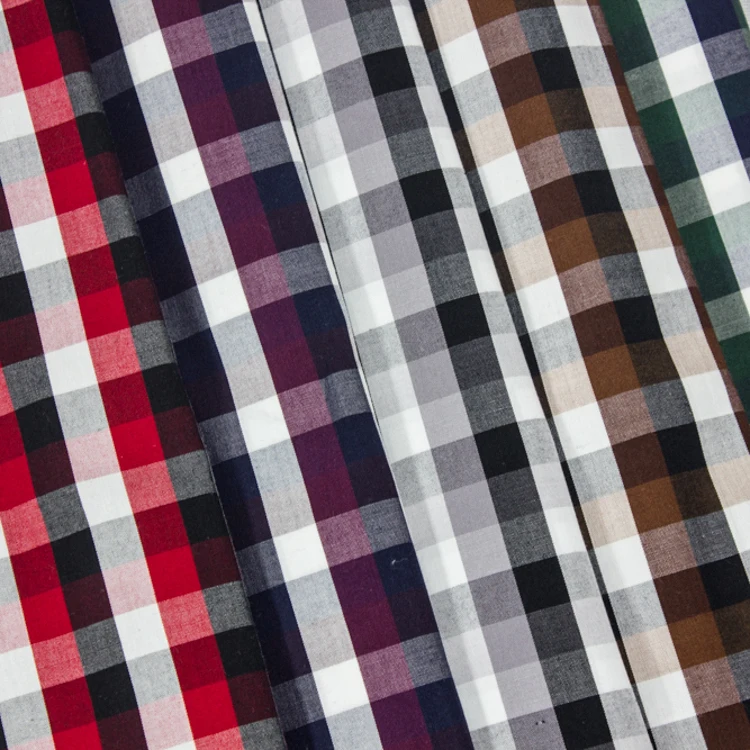 100%cotton density 130*84 red and black checks shirt fabric