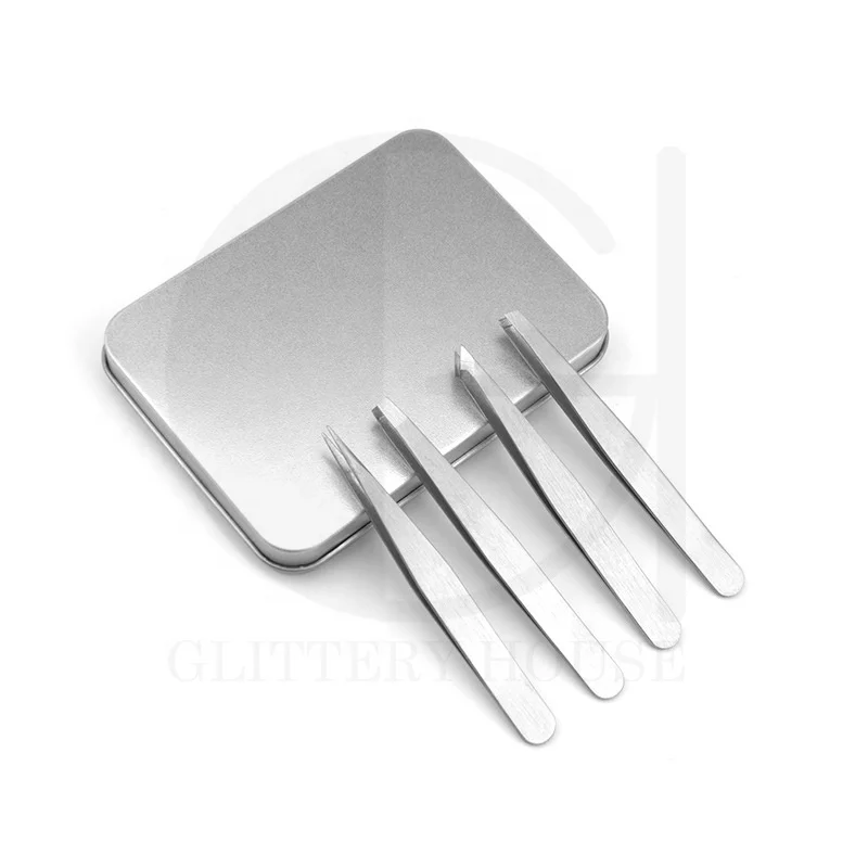 
rose gold eyebrow tweezer sets custom logo box private label tweezer for eyebrow makeup extension 