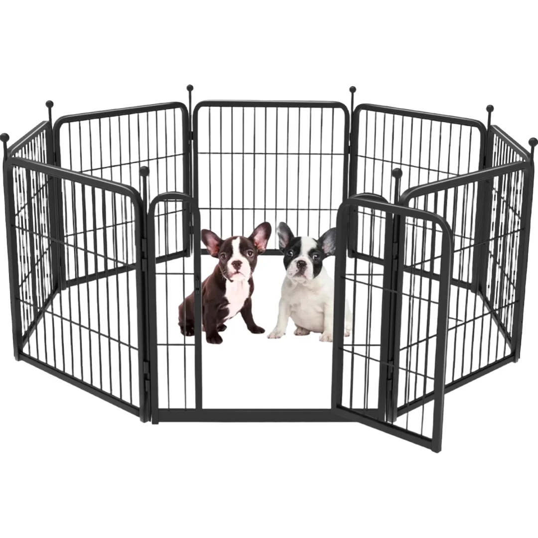 Manufacturer Eight piece different size Iron Wire dog fence foldable dog playpen fence cage temporary large dog kennel outdoor