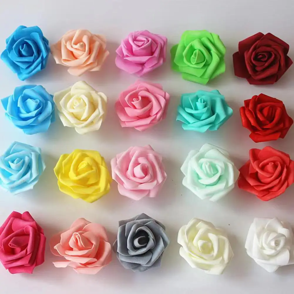 hot selling 7cm 1pcs foam artificial flower PE rose flower for wedding decoration rose flower head cake topper