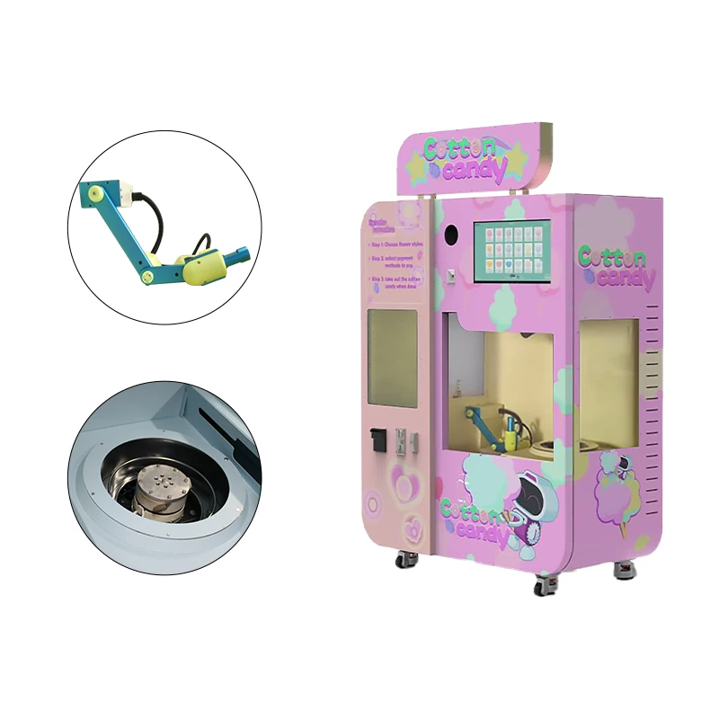 Automatic Cotton Candy Vending Machine Robot Marshmallow Candy Machine With Touch Screen