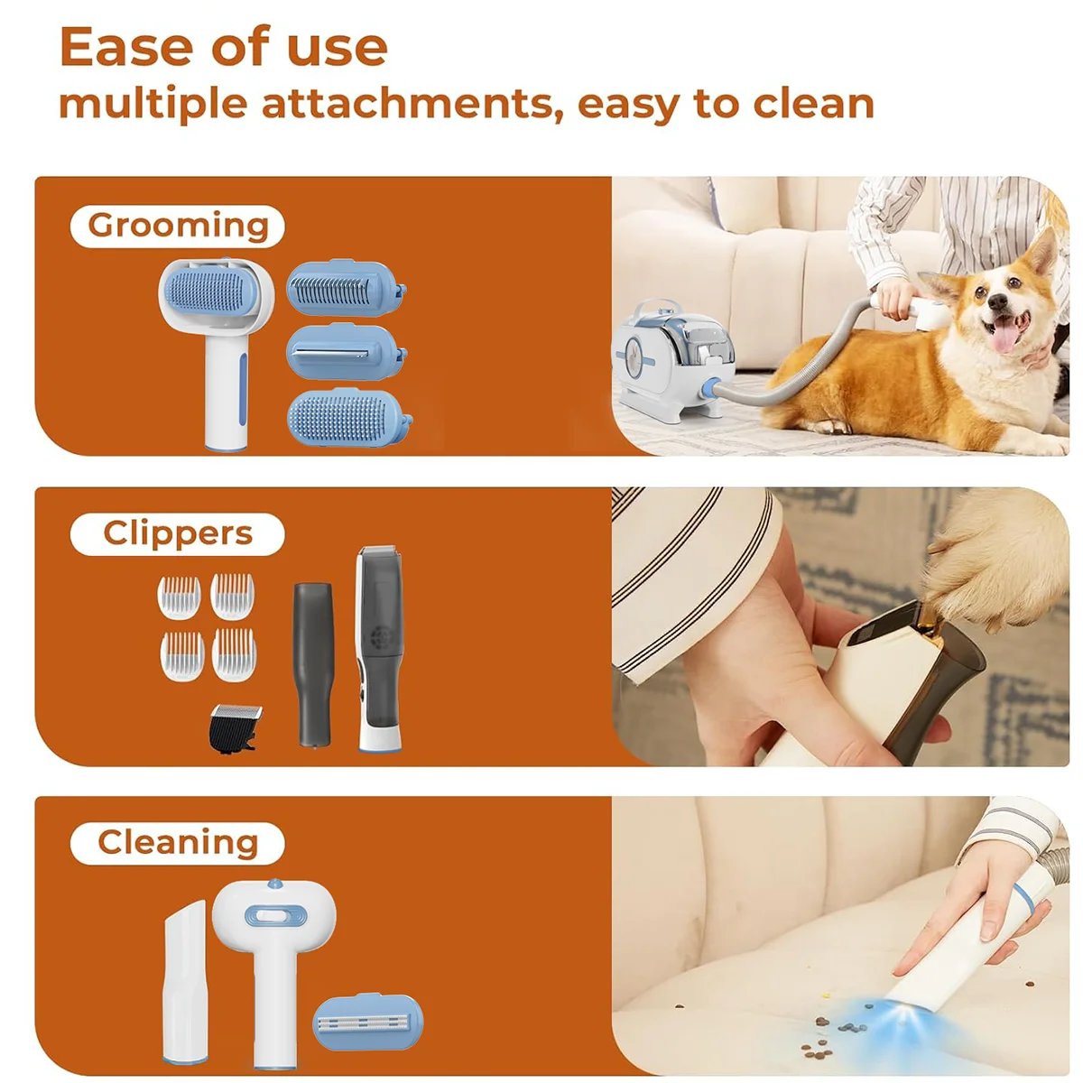 All In One Electric Comb Dog Grooming Vacuum Cleaner Kit For Pet Dog Cat Shedding Vacuum Clippers