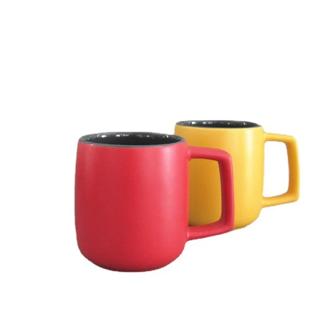 Wholesale Coffee Mugs Custom Inner Color Ceramic Mug With Square Handle