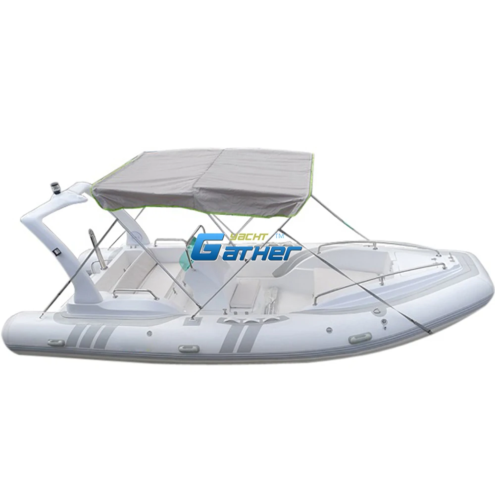 RIB boat luxury 19 FT 5.8 m rib580C fiberglass inflatable hypalon boat rigid rib speed yacht boat for leisure and fishing sports
