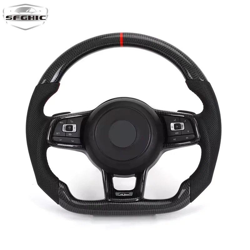 Черный на заказ спортивный руль из углеродного волокна для Volkswagen Golf7 Gti MK7 MK6 Polo GTS GTD GTE R Passat CC Line